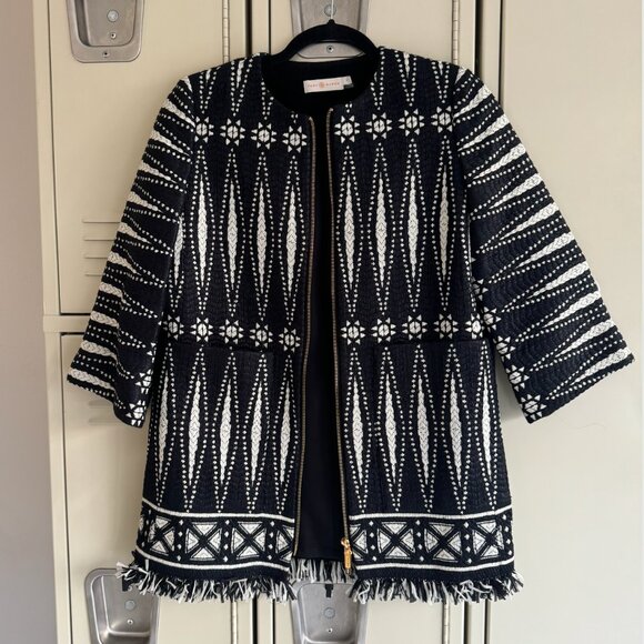 Tory Burch Black and White Patterned Jacket - Picture 2 of 6